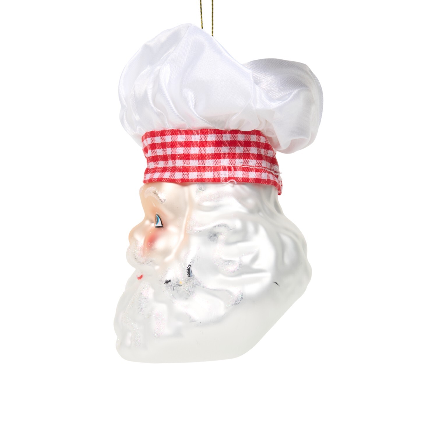 Glass Chef Santa Decoration White Image 3