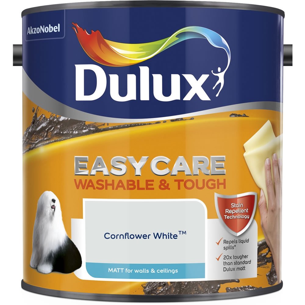 Dulux Easycare Washable & Tough Cornflower White Matt Emulsion Paint 2.5L Image 2