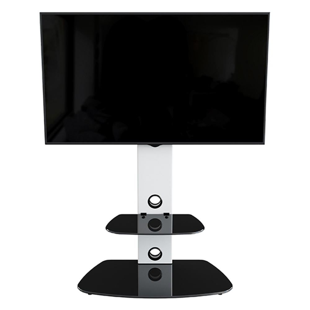 AVF Lucerne Satin White and Black Glass Curved Pedestal TV Unit Image 7