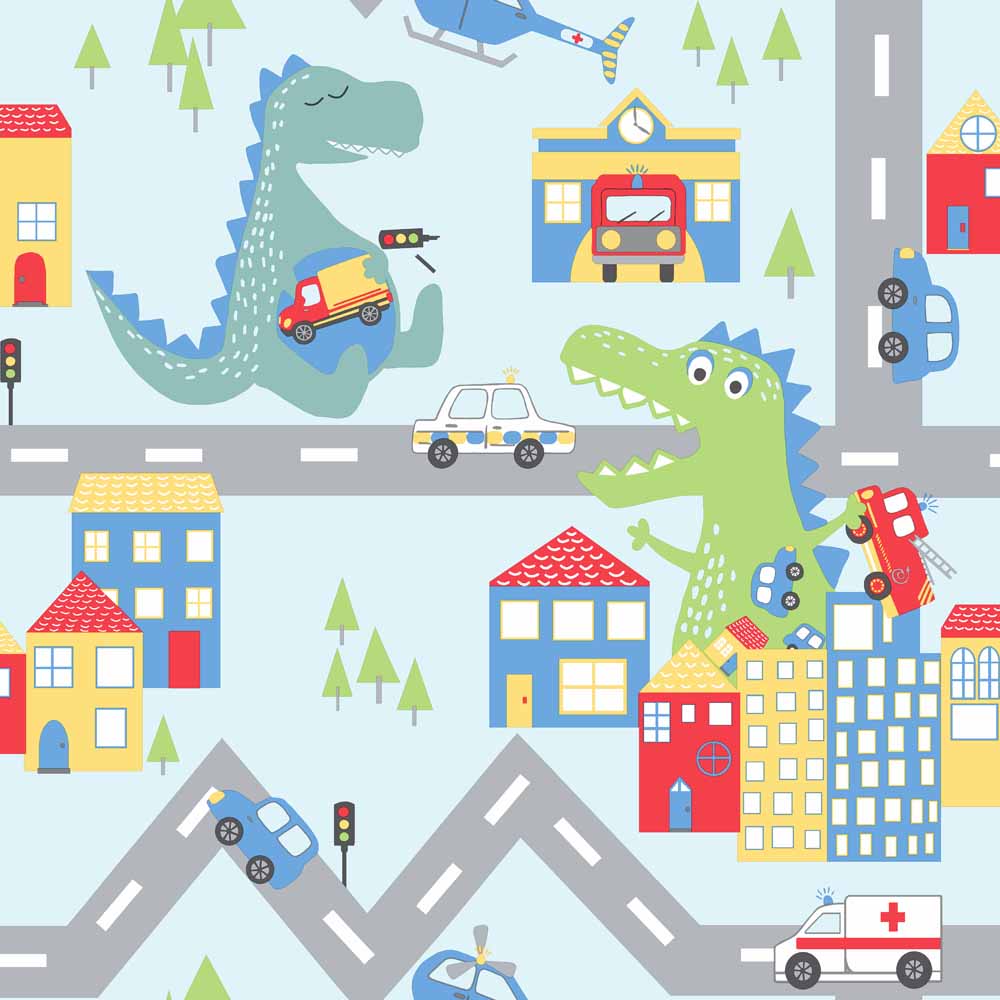 Dino Road Blue Wallpaper Image 1