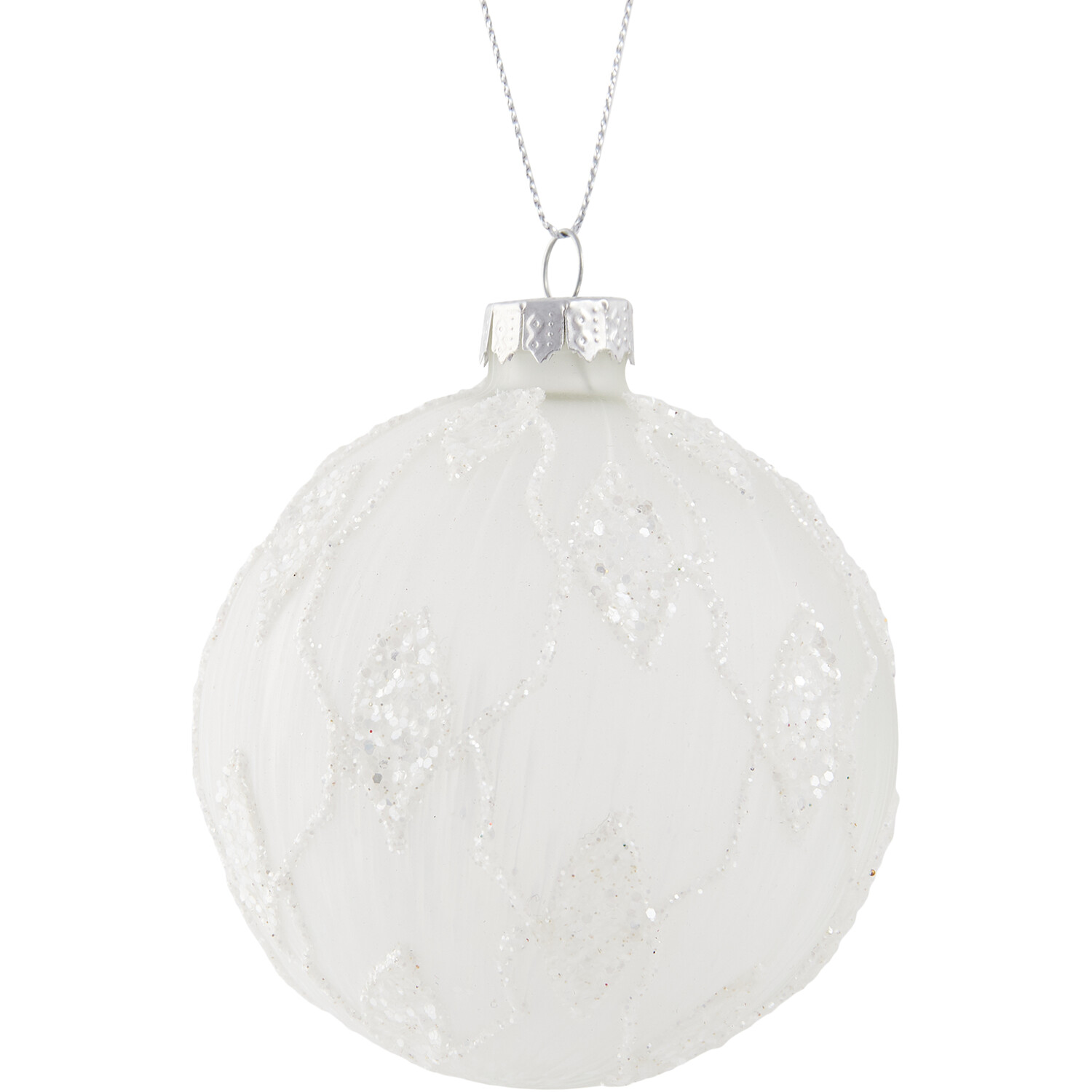 Frosted Glitter Bauble White - White Image 2