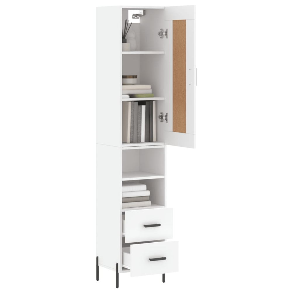 vidaXL Single Door 2 Drawer 2 Shelf White Highboard Image 3