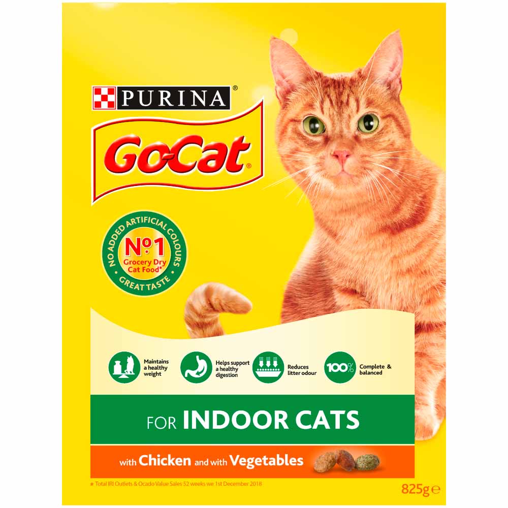 Go-Cat Indoor Cat Dry Cat Food Chicken and Garden Greens 825g Image 2