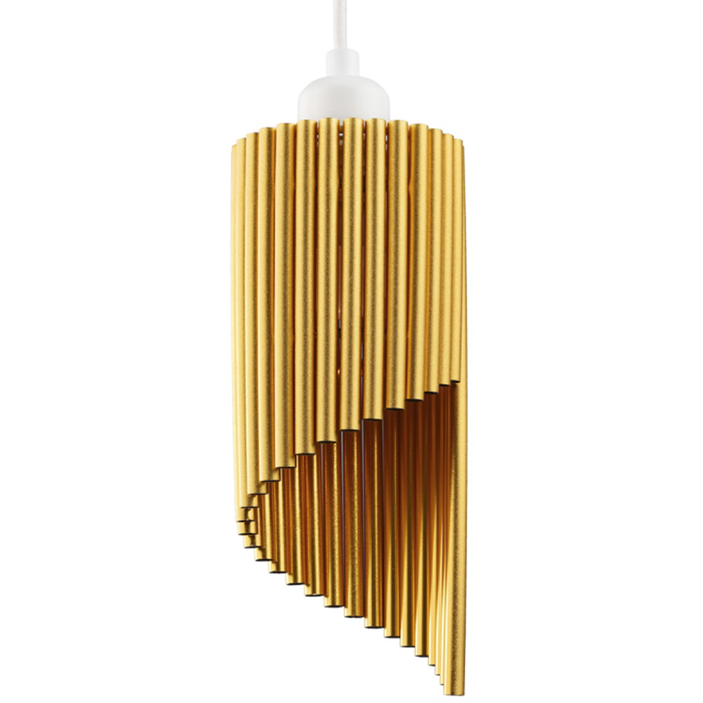 Happy Homewares Designer Satin Gold Tubular Bells Styled Pendant Shade Image 1