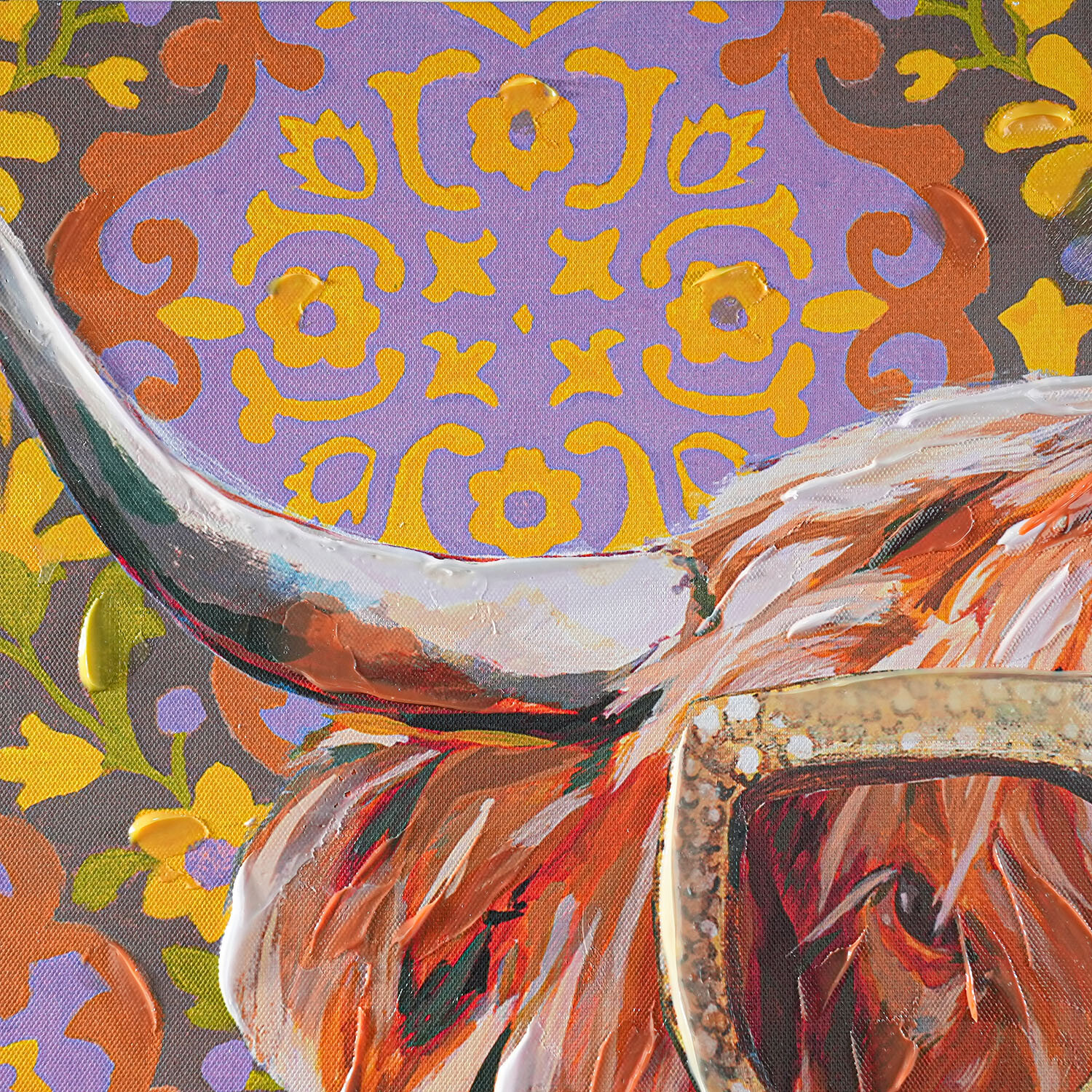 Heather Perry Stylish Floral Cow Canvas - Multicolour Image 6