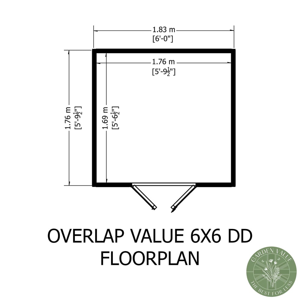 Shire GB Garden Value 6 x 6ft Overlap Double Door Garden Shed Image 8