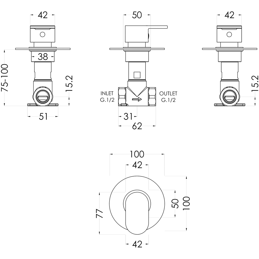 nuie Chrome Concealed Stop Tap Image 2