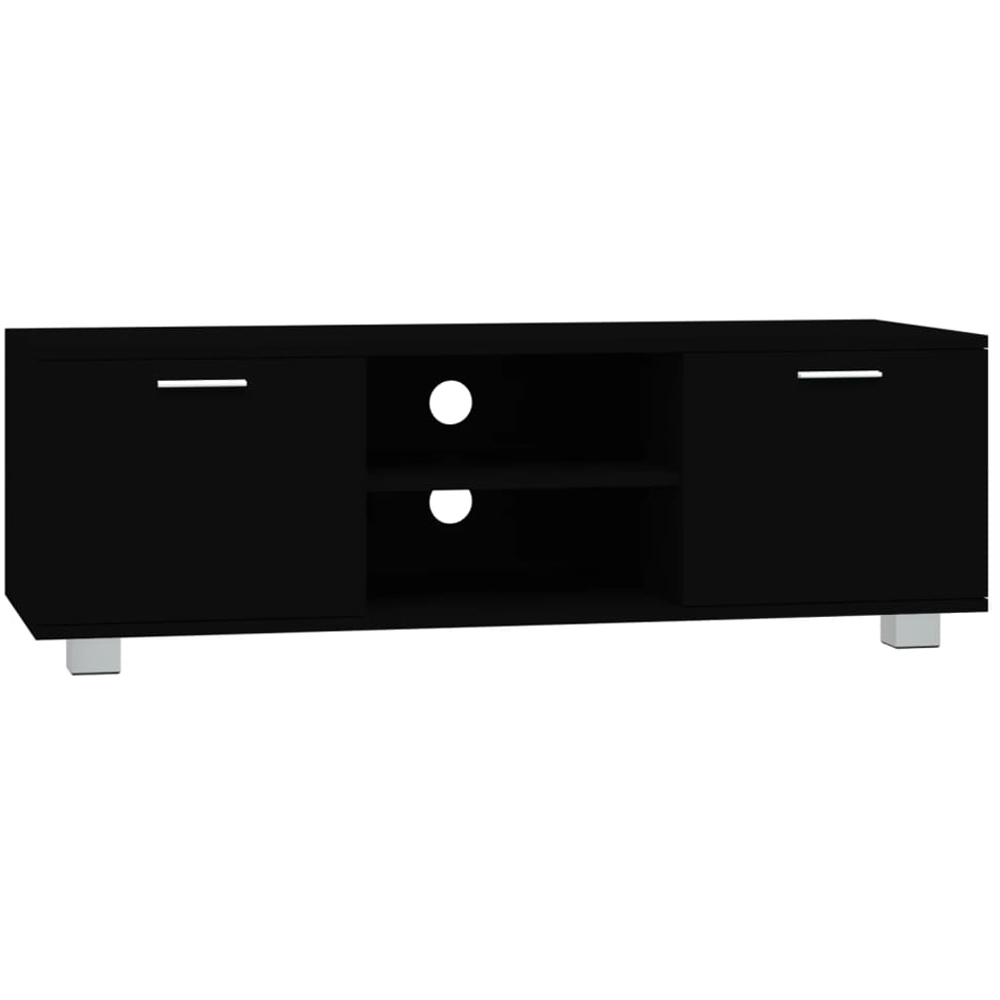 vidaXL 2 Door 2 Shelf Black TV Cabinet Image 2