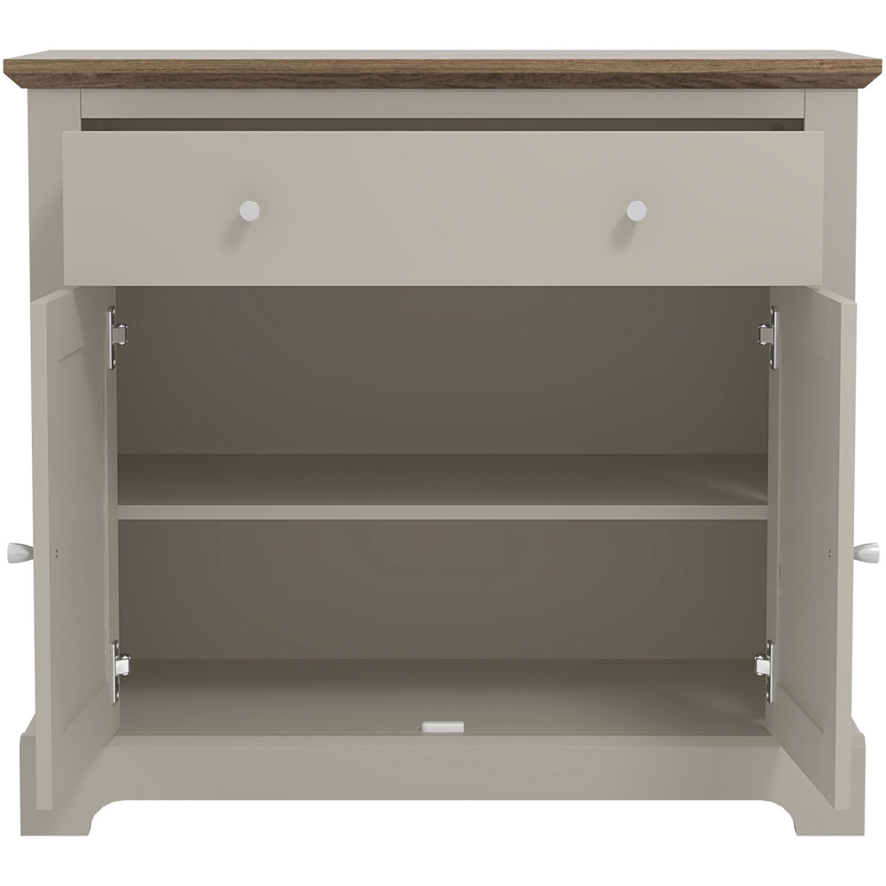 GFW Salcombe 2 Door Single Drawer Light Grey Compact Sideboard Image 3