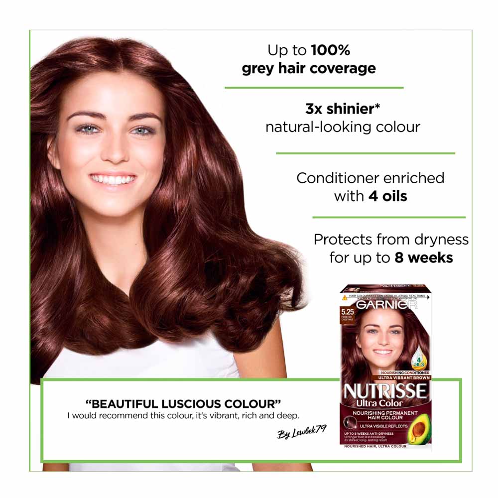 Garnier Nutrisse Ultra Chestnut Brown 5.25 Permanent Hair Dye Image 3