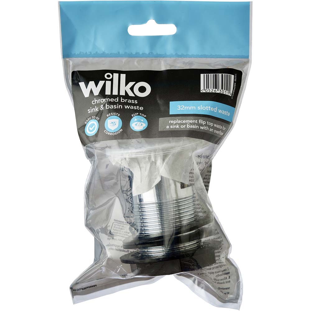 Wilko 32mm Chromed Brass Flip Top Basin Waste Flip Image 3