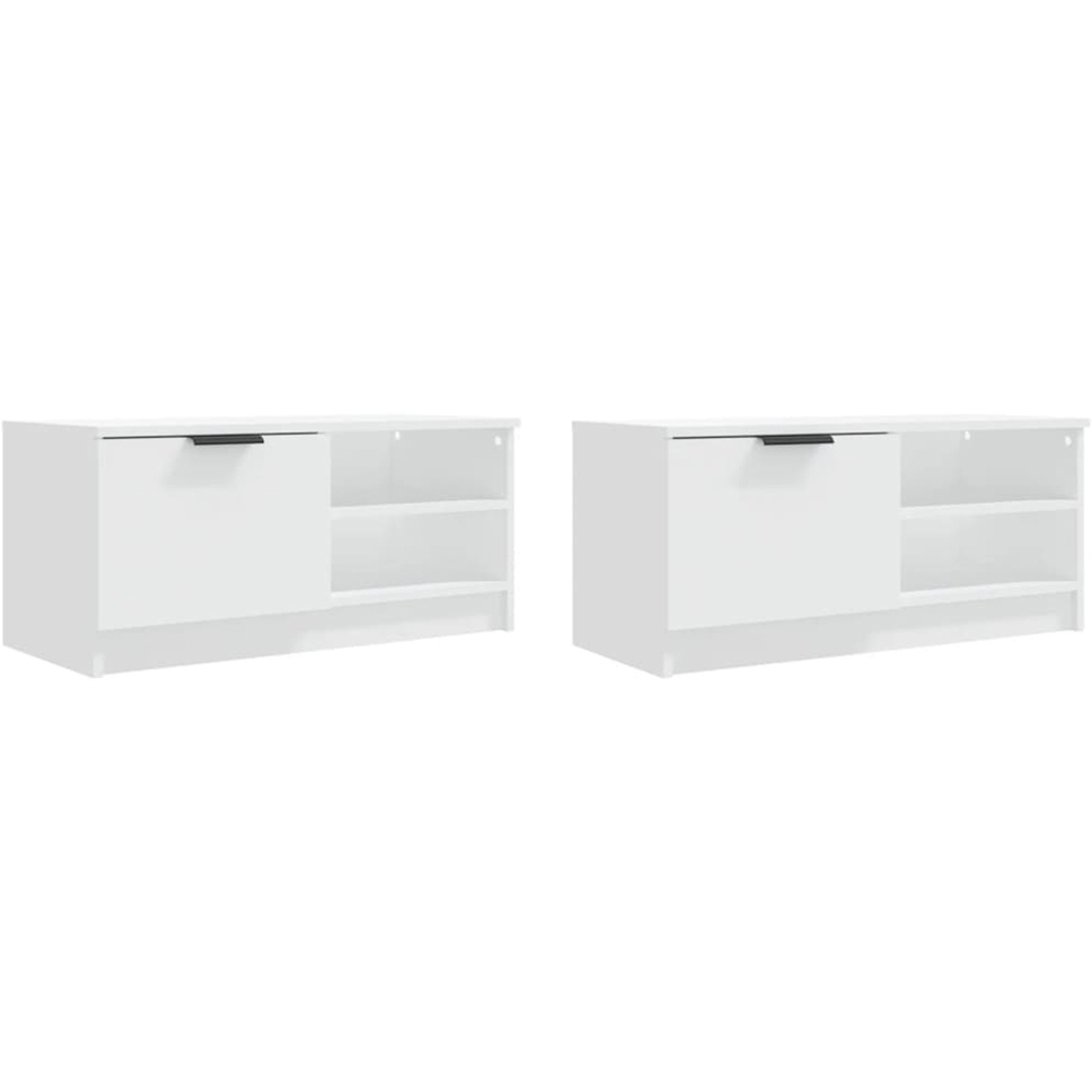 vidaXL Single Door 2 Shelf White TV Cabinet Set of 2 Image 3