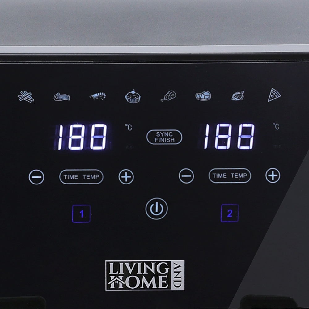 Living and Home 8L Black Dual Basket Air Fryer with Touch Screen Image 4