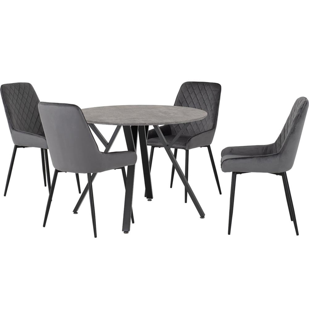 Seconique Athens Avery 4 Seater Dining Set Concrete and Grey Image 2
