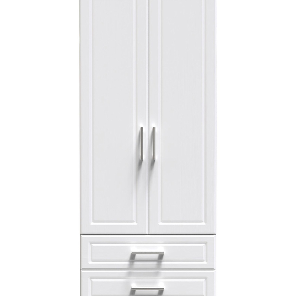 Crowndale Kent Ready Assembled 2 Door 2 Drawer White Ash and Modern Oak Wardrobe Image 3