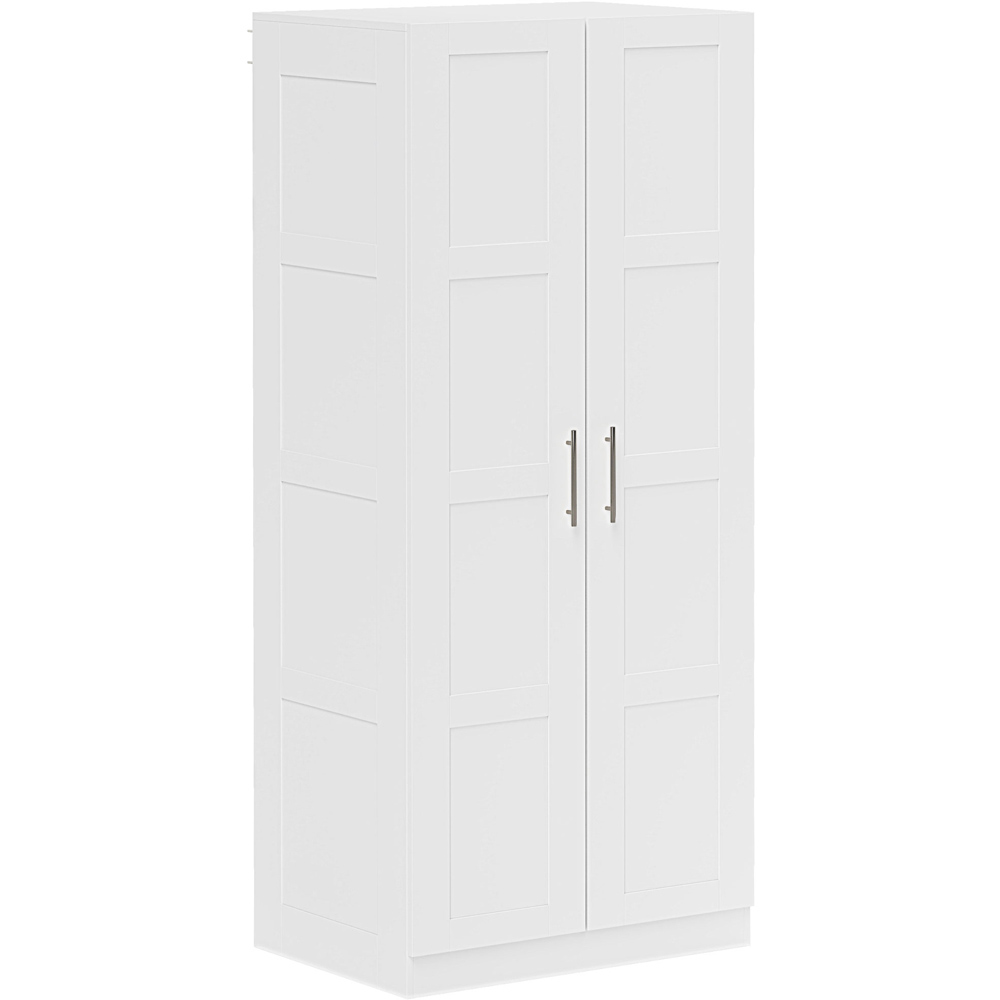 Portland 2 Door White Double Wardrobe with Hanging Rail Image 2