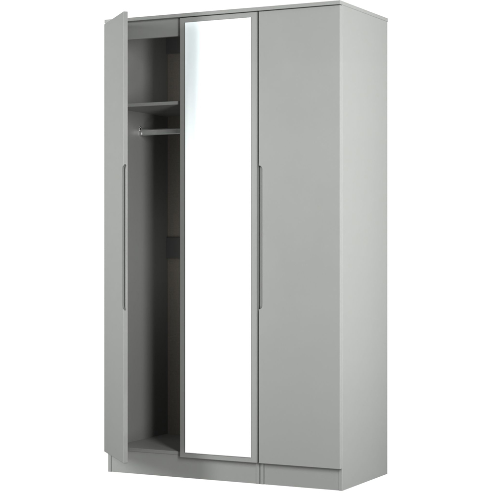 Crowndale Milan 3 Door Dusk Grey Tall Mirrored Wardrobe Ready Assembled Image 6