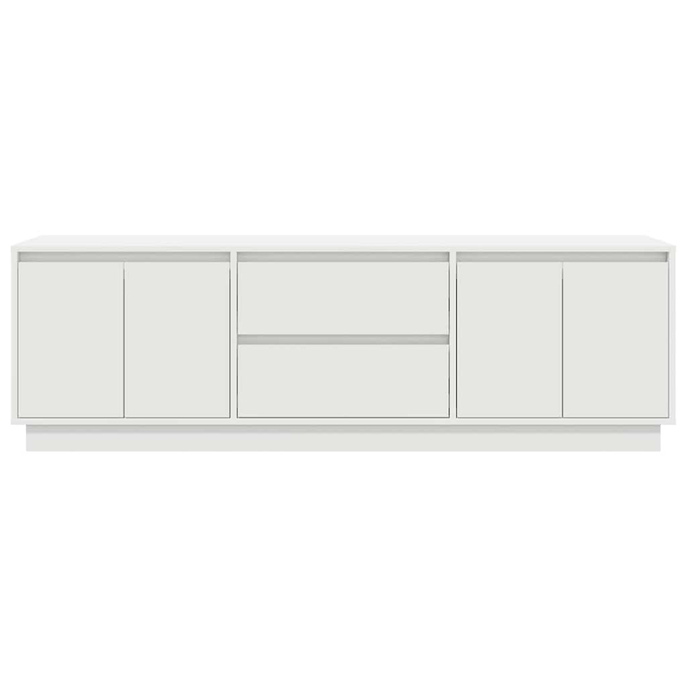 vidaXL 4 Door 2 Drawer White TV Cabinet with LED Lights Image 3