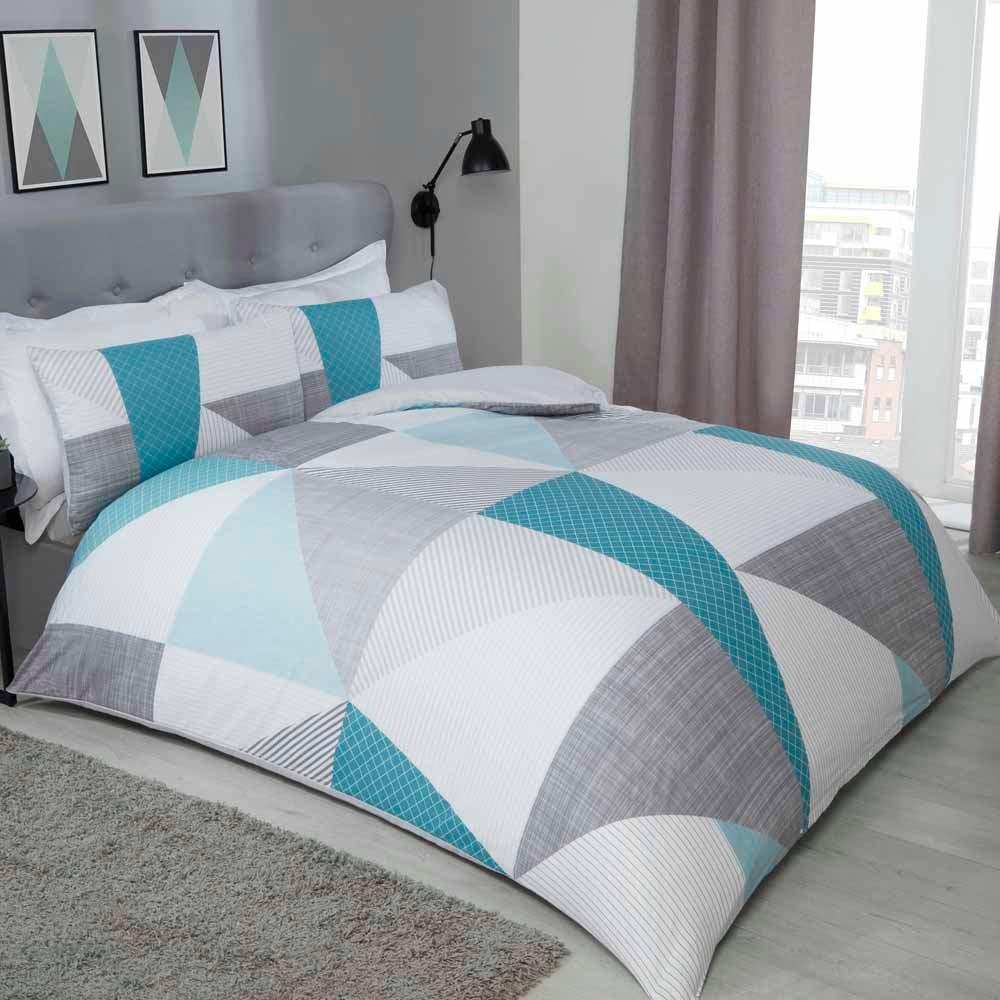 Sleepdown Geo Duvet Set Teal Double Image 1