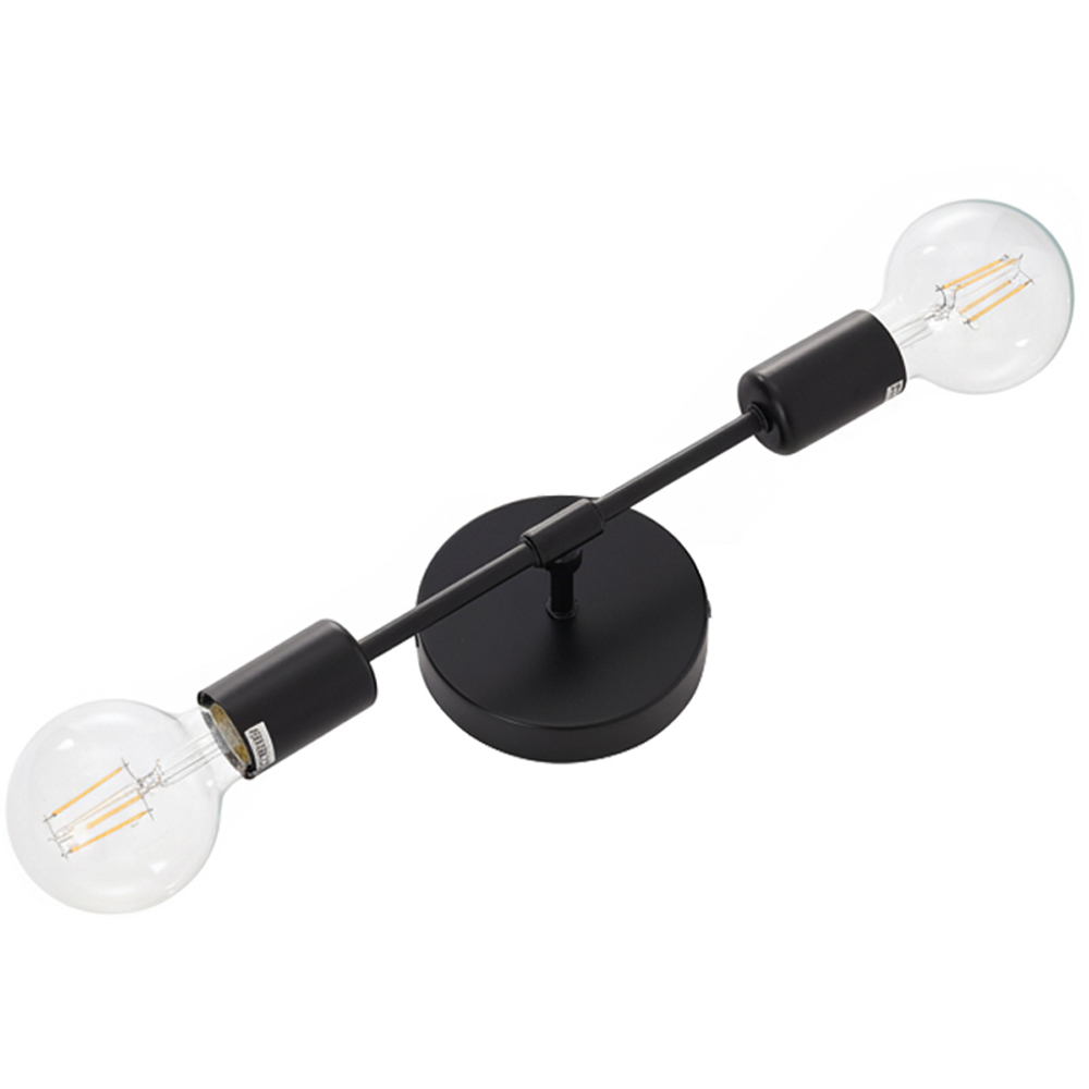 Living and Home Black Industrial 2 Light Wall Light Image 4