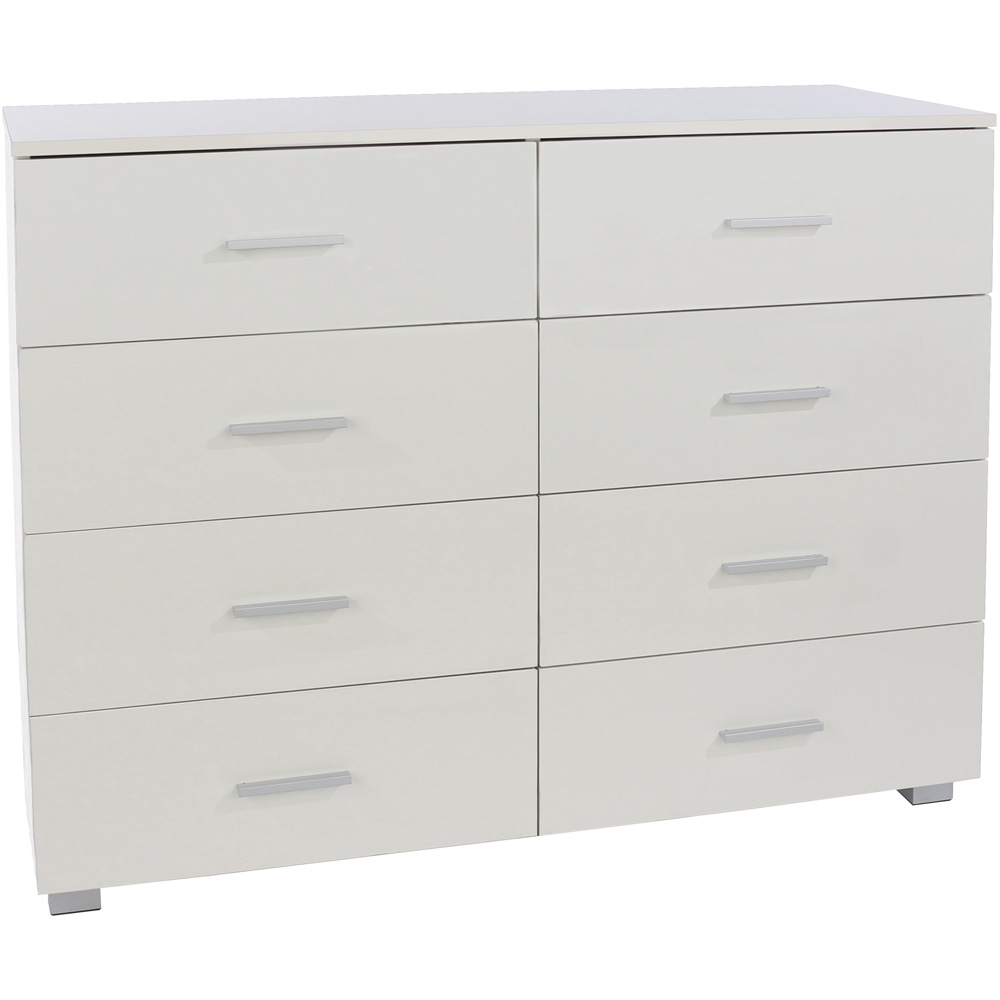 Lido 8 Drawer White High Gloss Wide Chest of Drawers Image 4