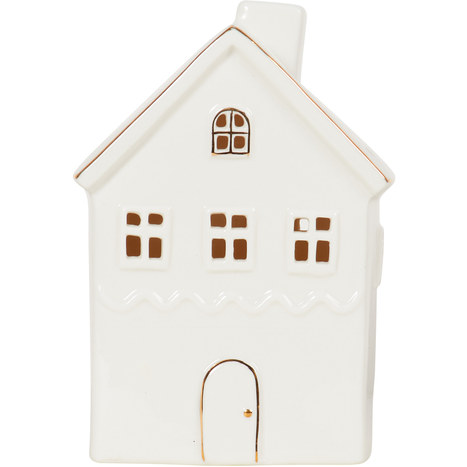 LED White And Gold Lined House - White Image 1