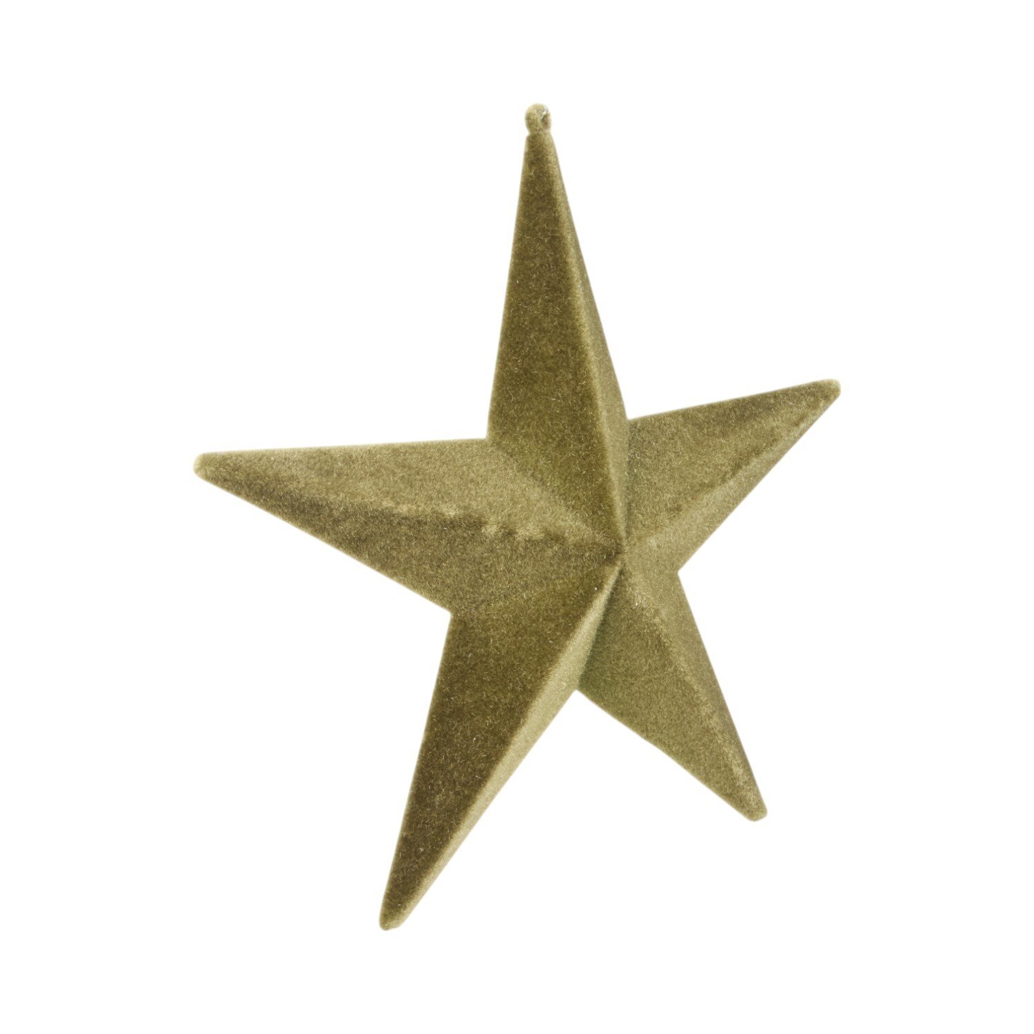 Flocked Star Hanging DecorationOlive Green Image 3
