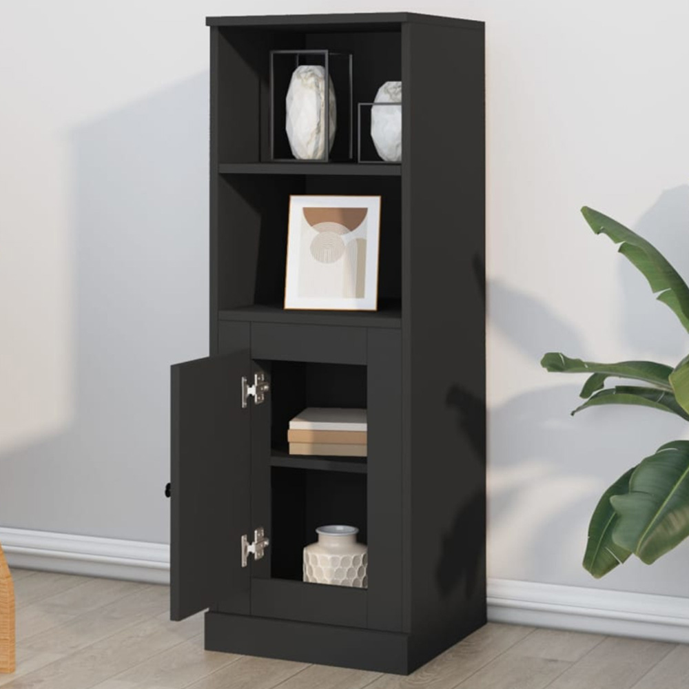 vidaXL 2 Door 2 Open Shelf Black Highboard Image 1