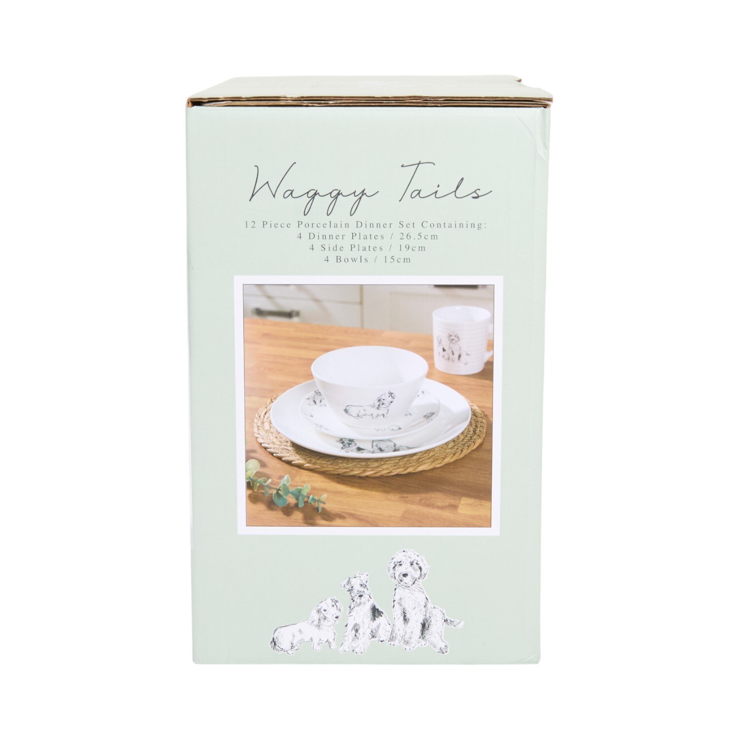 12 Piece Waggy Tails Dinnerware Set White Image 10