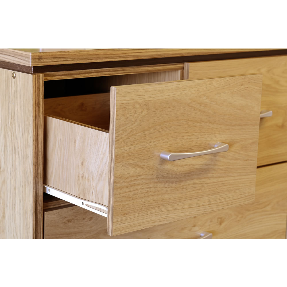 Charles 5 Drawer Oak Effect Chest of Drawers Image 2