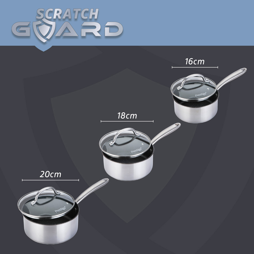 Prestige 3 Piece Scratch Guard Stainless Steel Saucepan Set Image 7