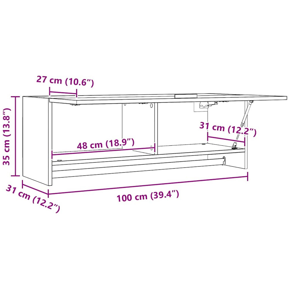 vidaXL Single Flap Door Smoked Oak Wardrobe with Hanger Bar Image 9