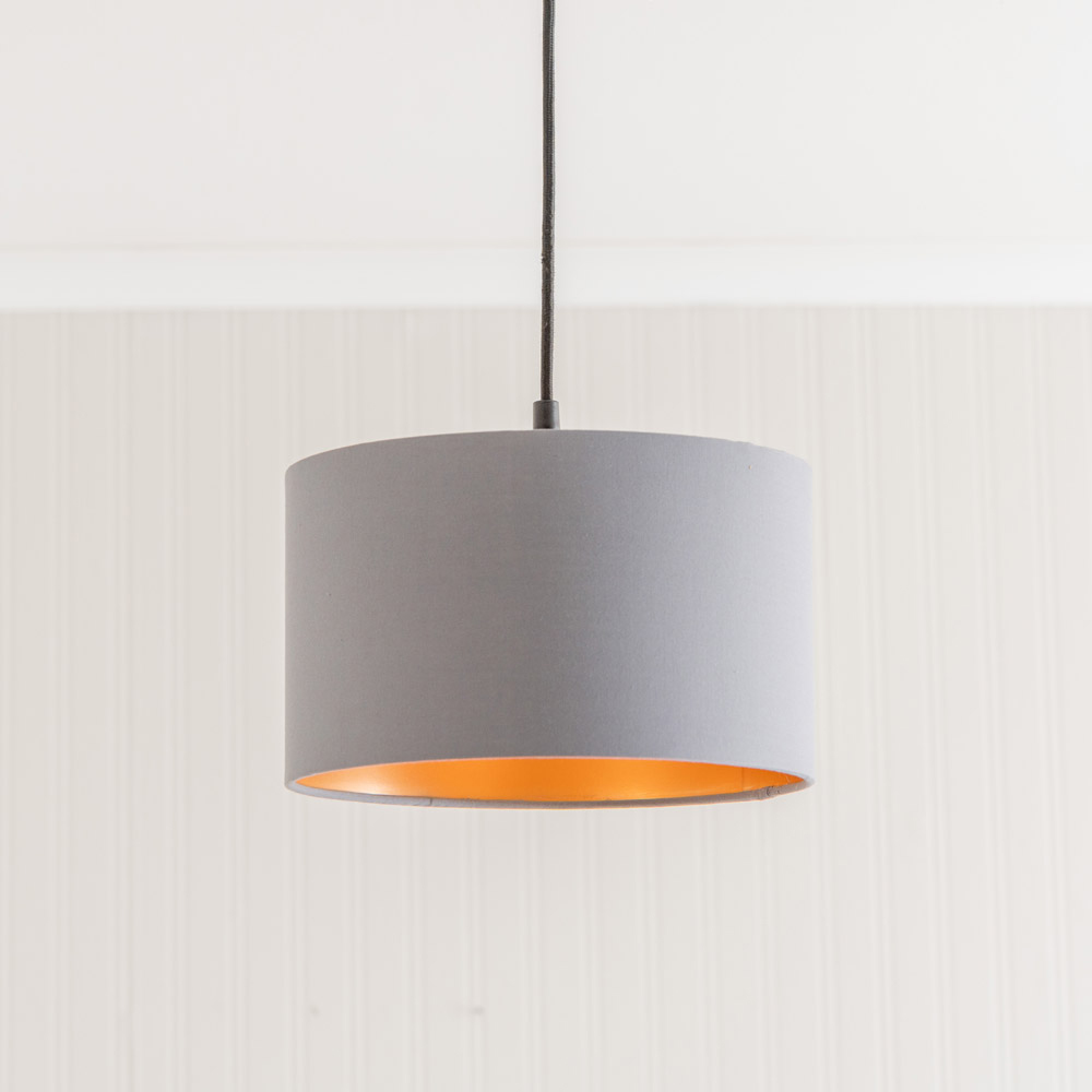 ValueLights Reni Grey and Copper Inner Drum Ceiling Lamp Shade 25cm Image 2