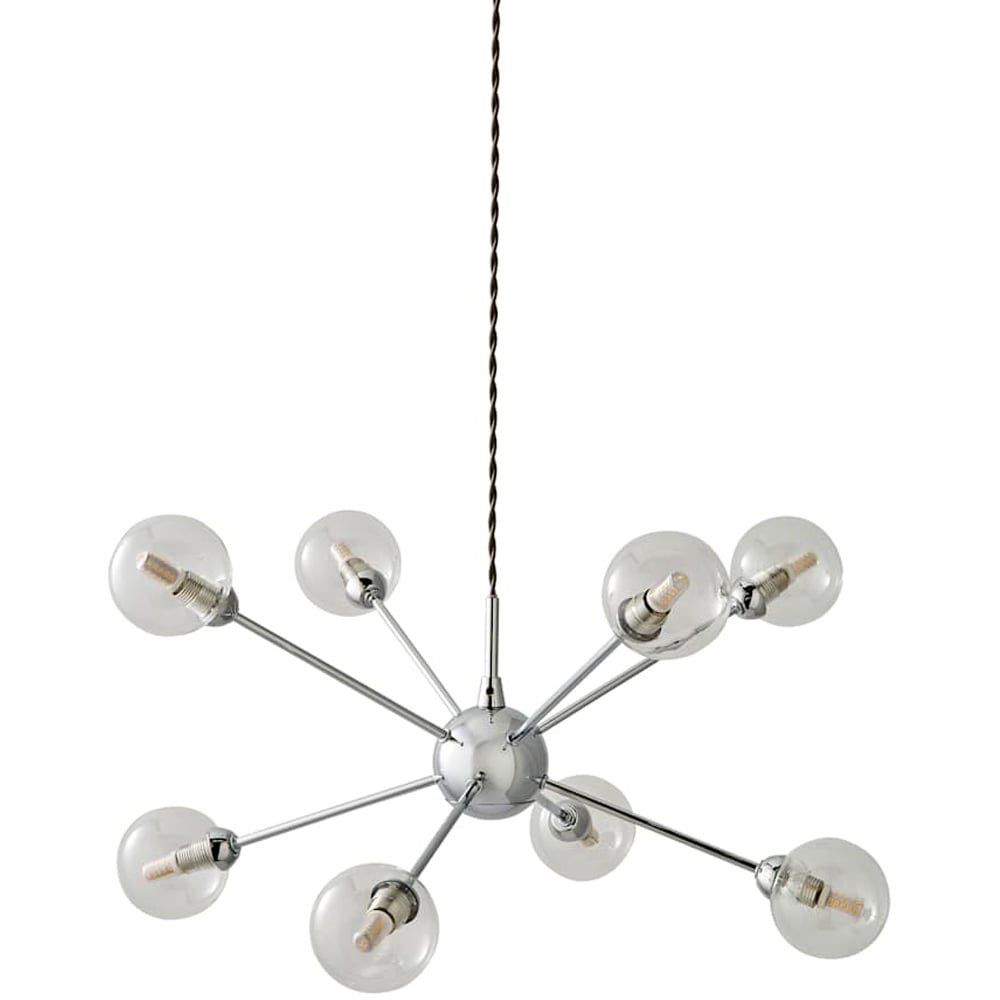 ValueLights Sputnik 8 Way Chrome Glass Globe Pendant Ceiling Light and Bulbs Image 1