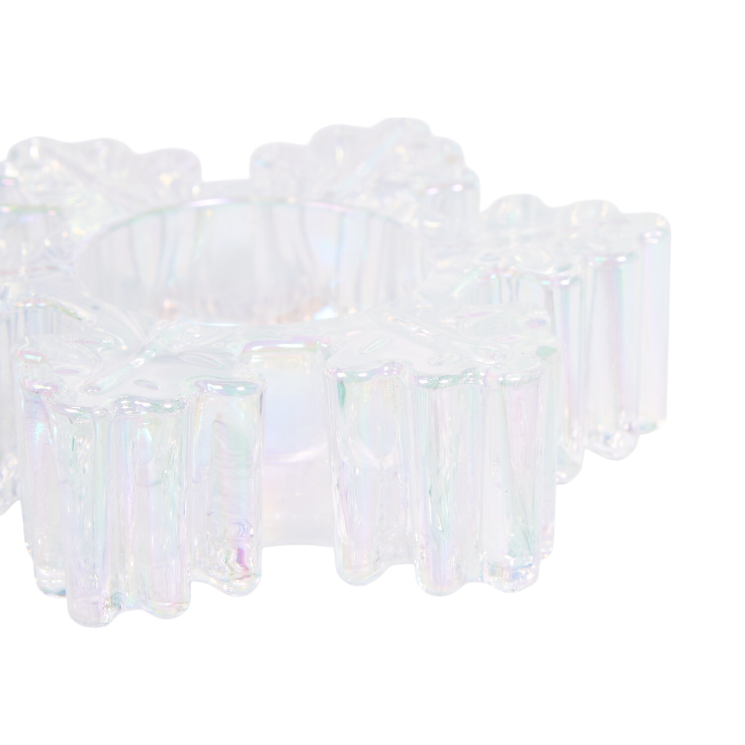 Snowflake Glass Tealight Holder Clear Image 5