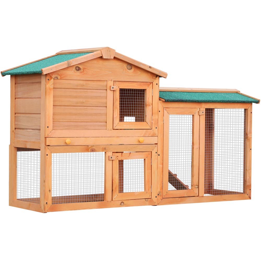 PawHut Two Tier Wooden Pet Hutch