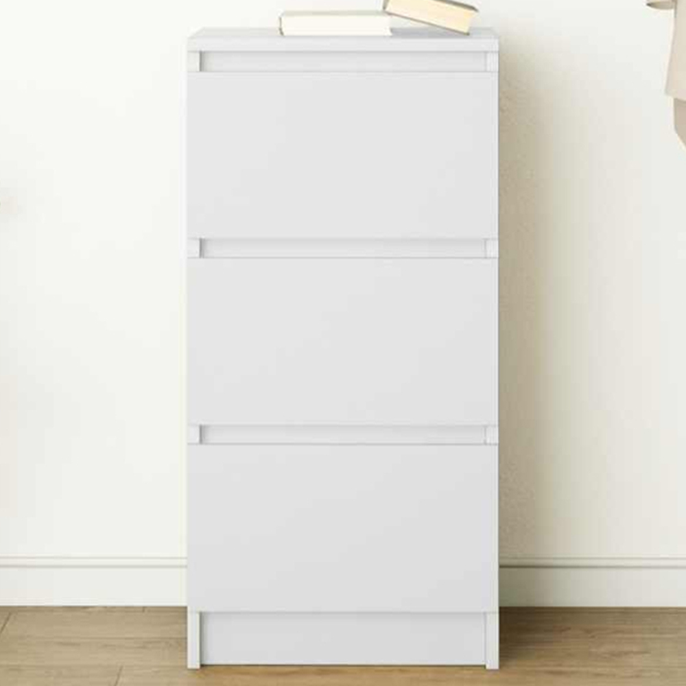 vidaXL 3 Drawer White Sideboard Image 1