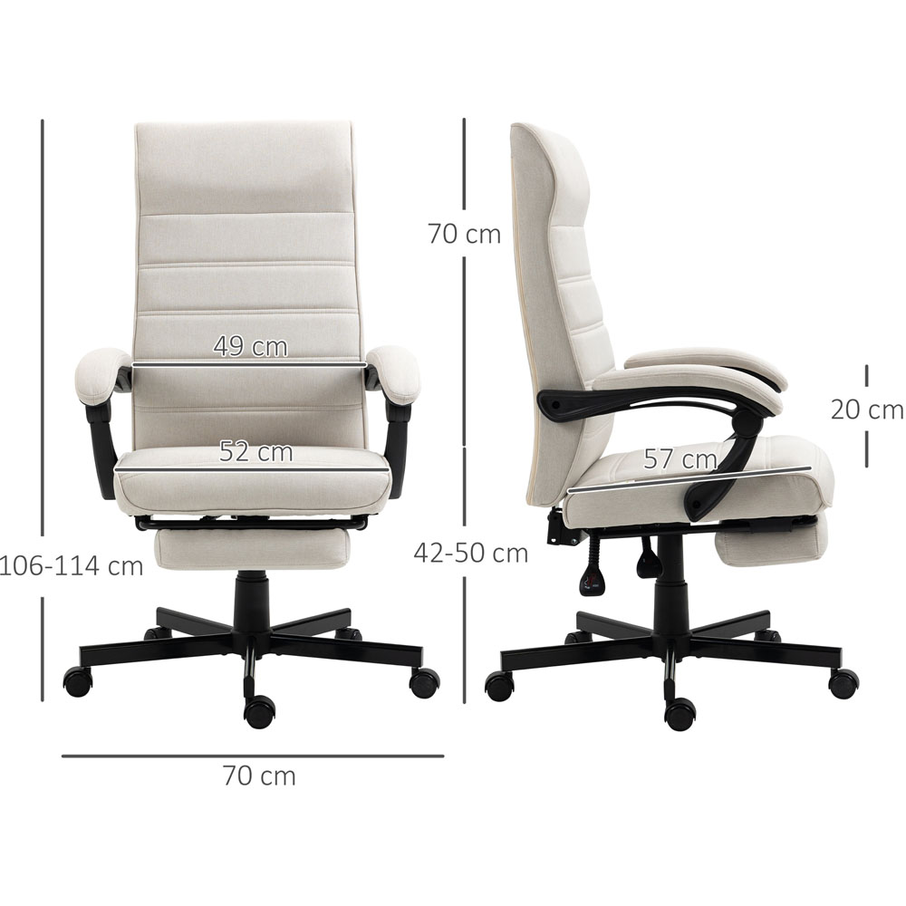 Portland Cream Linen Swivel Office Chair Image 5
