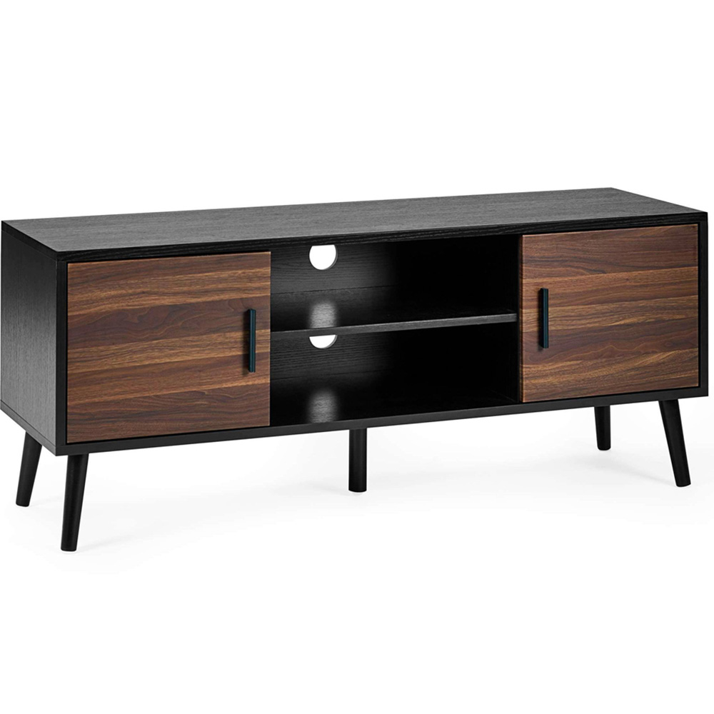 Julian Bowen Trent 2 Door Walnut and Black Large TV Stand for 55 inch Image 2