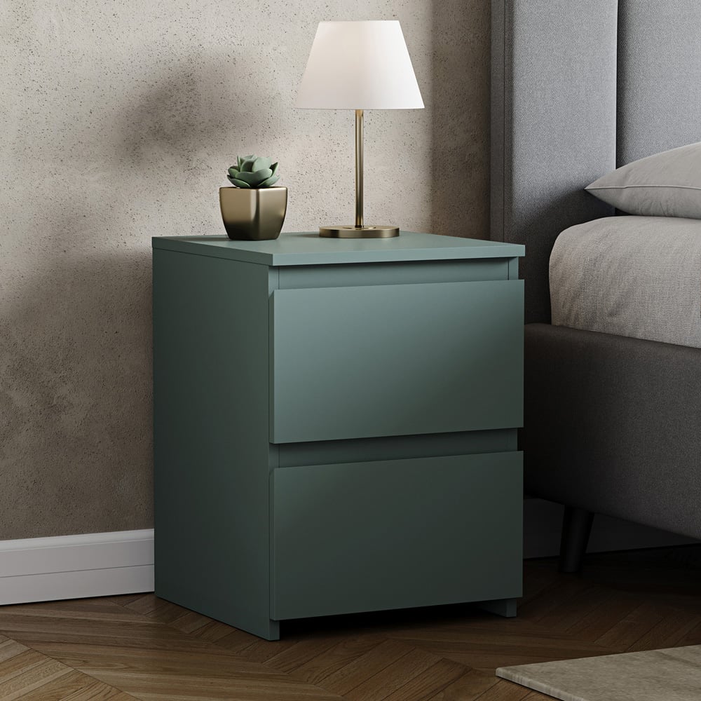 VIDA DESIGNS Denver Jasper Green 2 Drawer Large Bedside Table Image 5