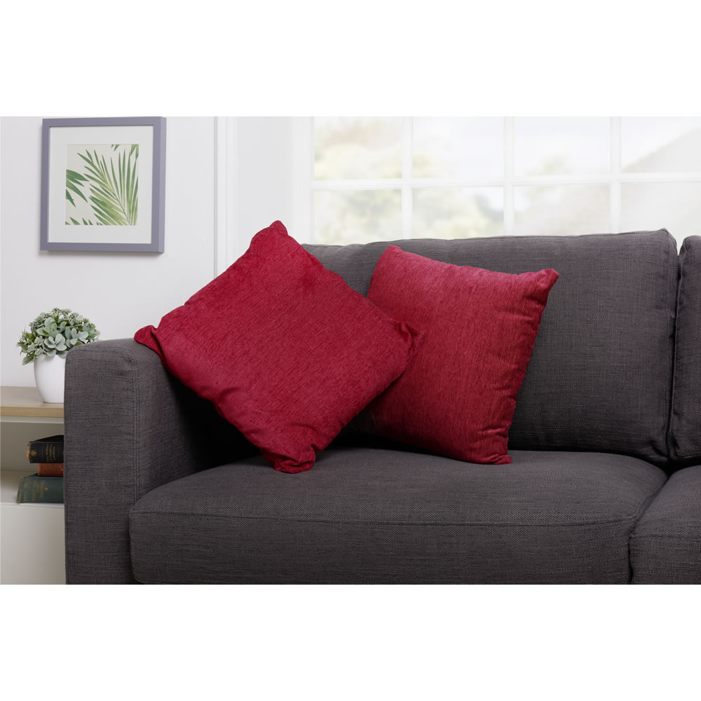 Wilko Red Chenille Cushion 43 x 43cm Wilko