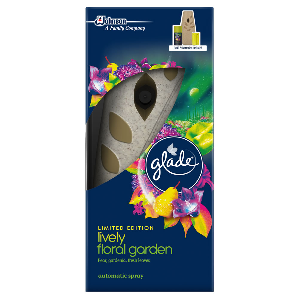 Glade Automatic Spray Air Freshener Kit Limited   Editon Lively Floral Garden Image