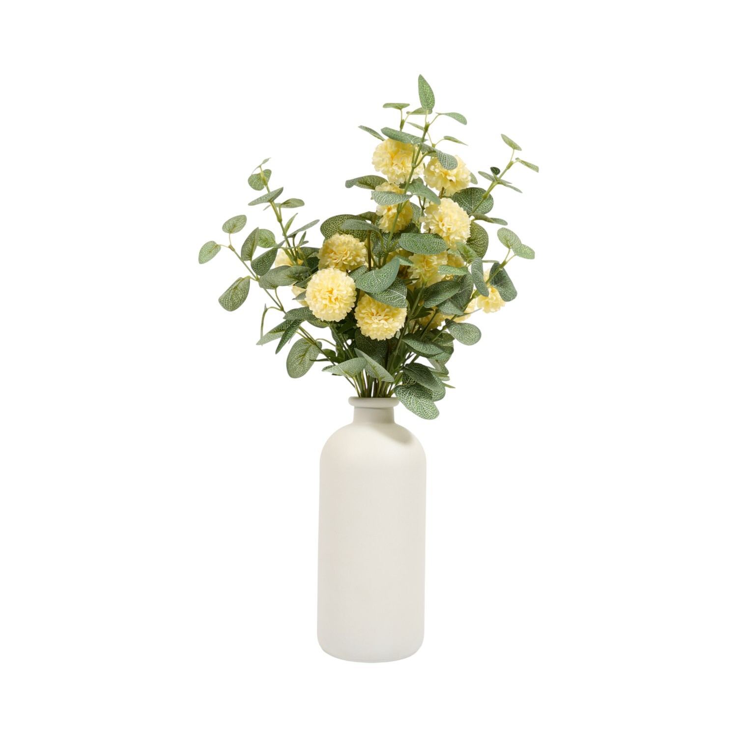 Eucalyptus and Pompom Vase Arrangement Yellow Image 3