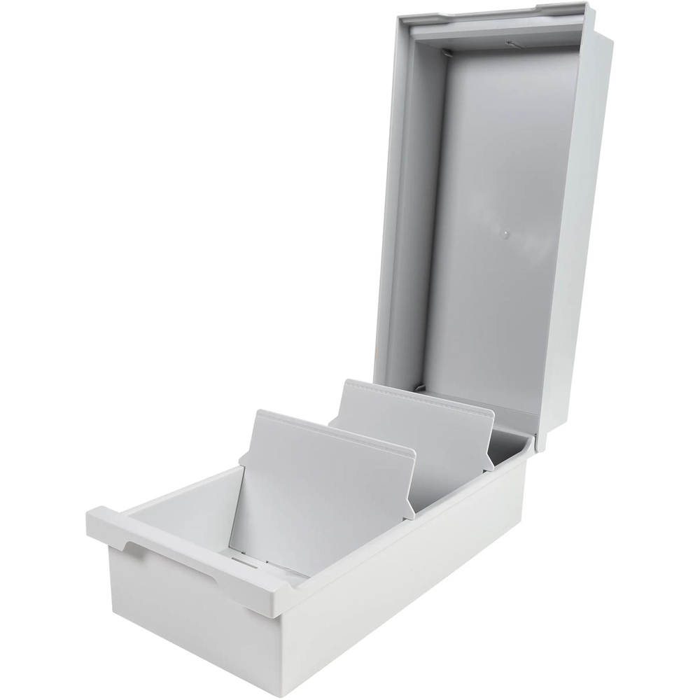 Exacompta Office Light Grey Card Index Tray with Lid Image 2