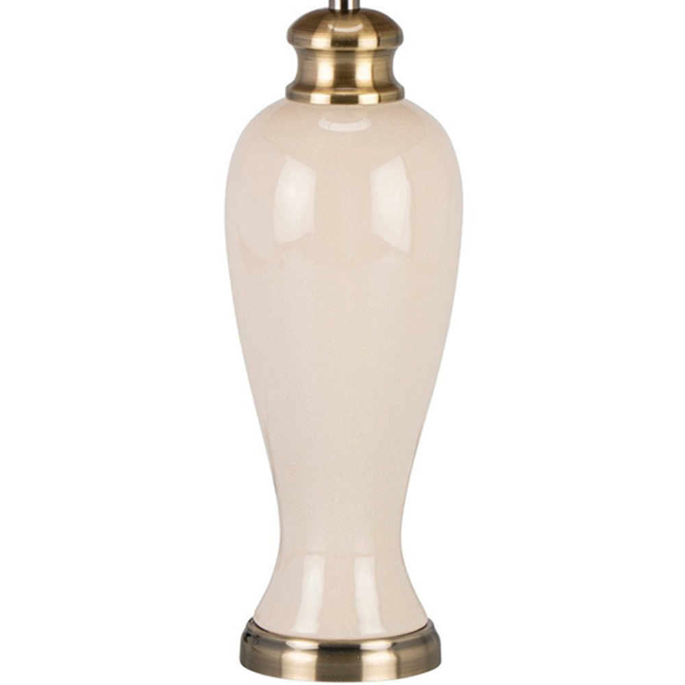 Ivory Ceramic and Brass Vintage Lamp with Pleated Shade Image 3