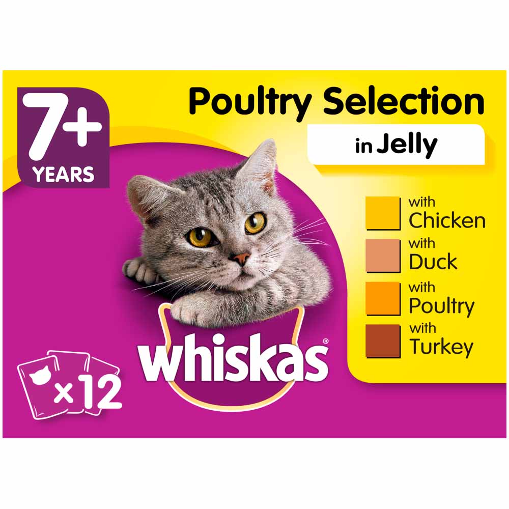 Whiskas 7+ Poultry in Jelly Cat Food 12 x 100g Image 1