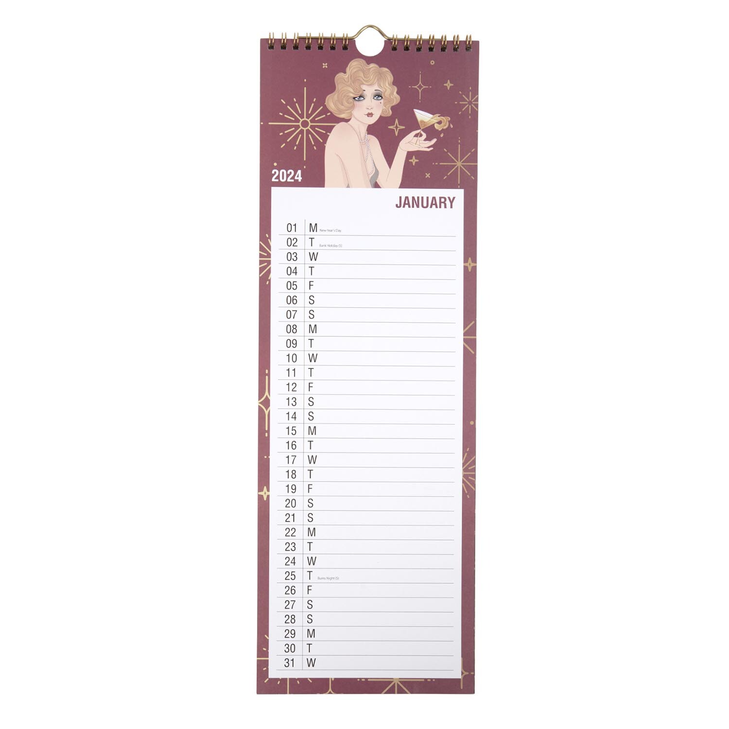 Long Art Deco Spiral Calendar 2024 Image 4
