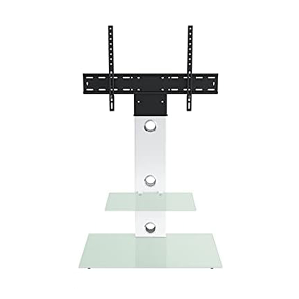 AVF Lesina Satin White and Aqua White Glass Pedestal TV Unit Image 2