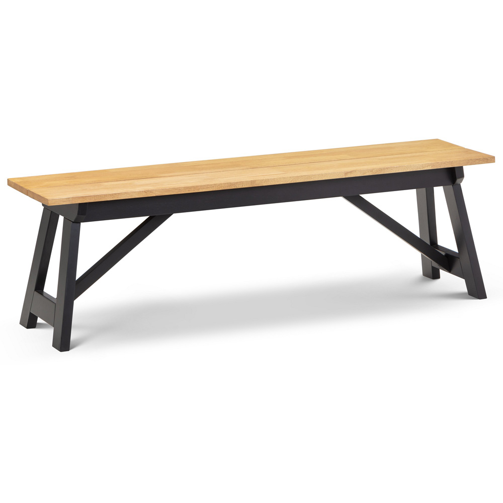 Julian Bowen Hockley 2 Seater Black and Oak Dining Bench Image 2