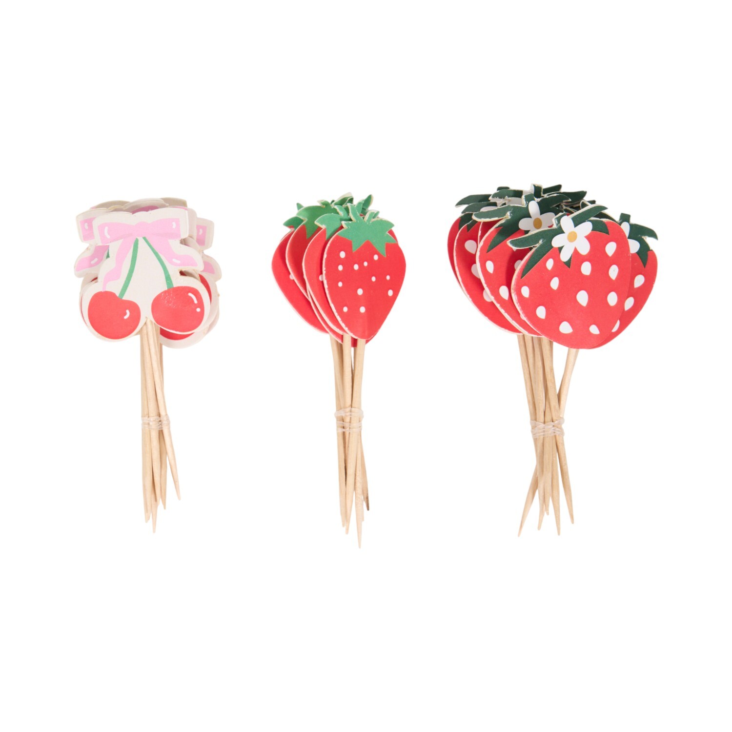 48 Piece Striped Cupcake Cases with Strawberry Picks Pink Image 3